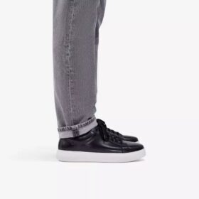 Ανδρικά μαύρα δερμάτινα Sneakers Goswell Tie