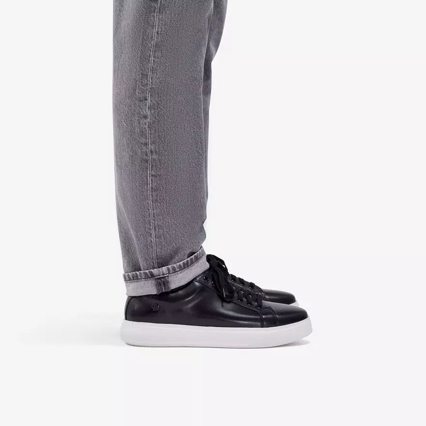 Ανδρικά μαύρα δερμάτινα Sneakers Goswell Tie Ανδρικά μαύρα δερμάτινα Sneakers Goswell Tie