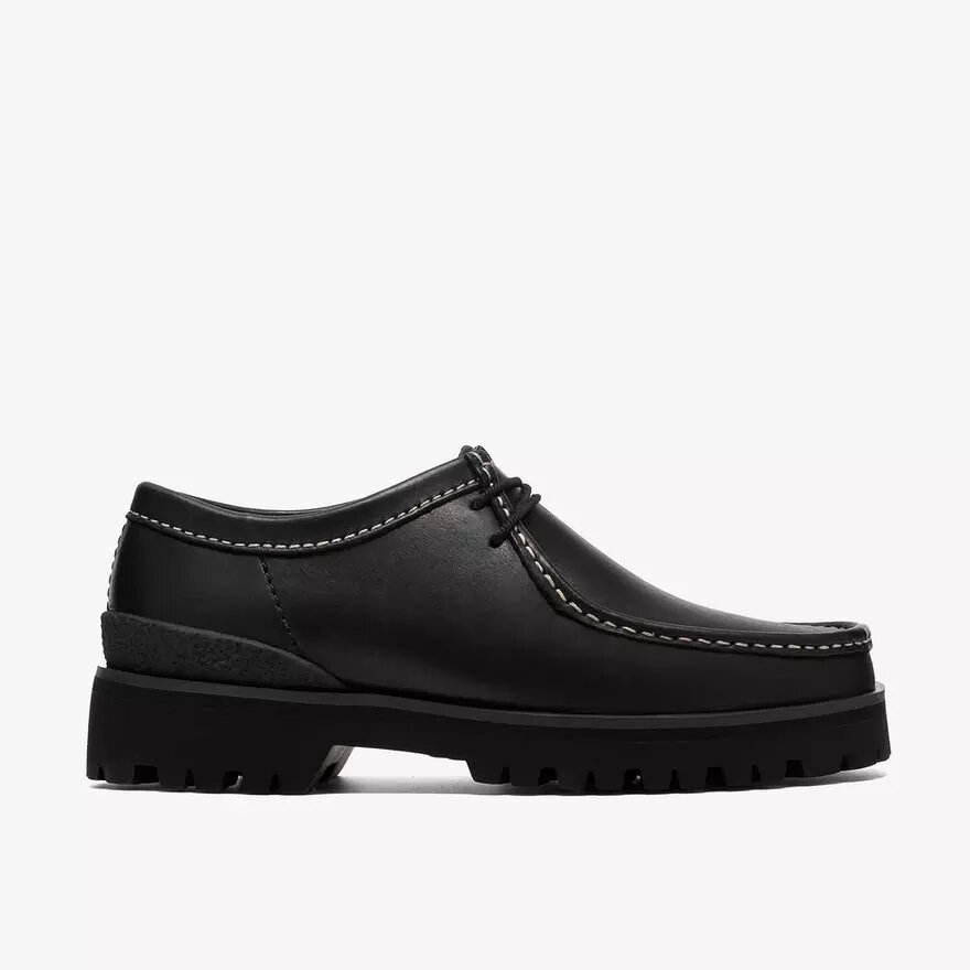 Ανδρικά Walla Yukoner Wallabees από μαύρο δέρμα Ανδρικά Walla Yukoner Wallabees από μαύρο δέρμα