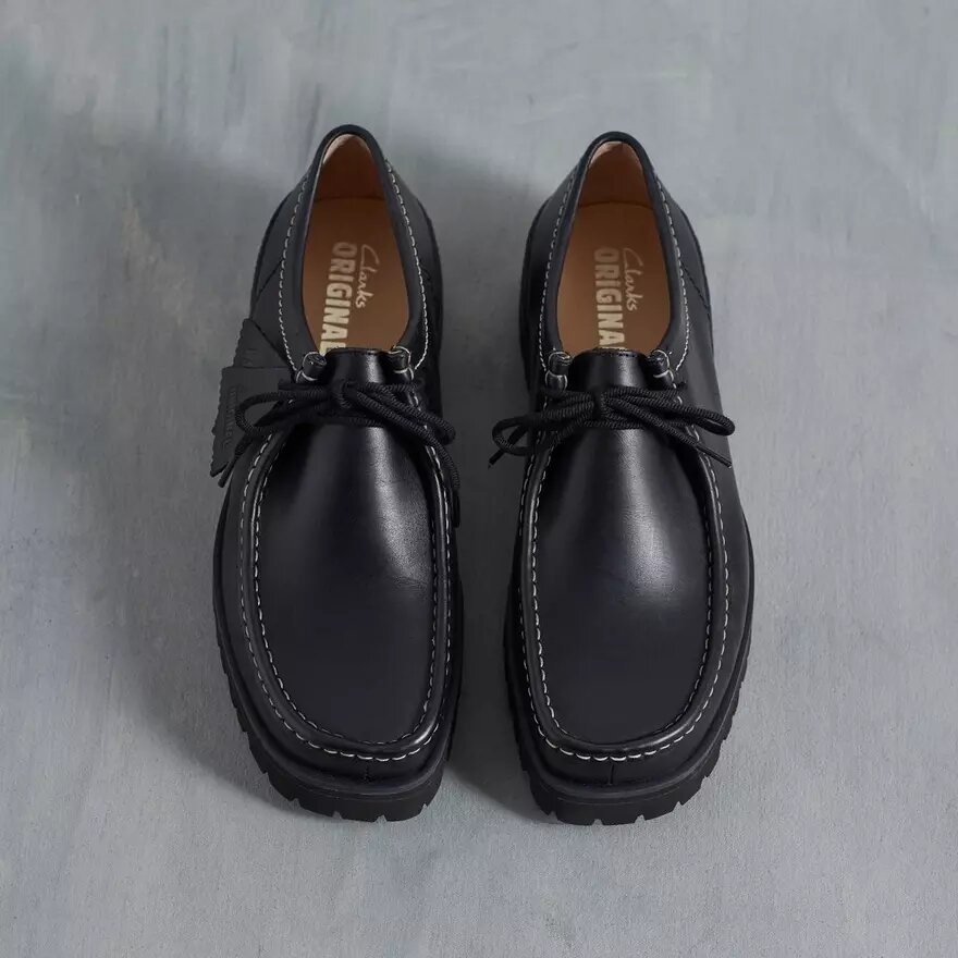 Ανδρικά Walla Yukoner Wallabees από μαύρο δέρμα Ανδρικά Walla Yukoner Wallabees από μαύρο δέρμα