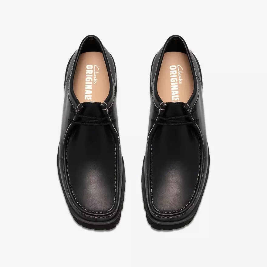 Ανδρικά Walla Yukoner Wallabees από μαύρο δέρμα Ανδρικά Walla Yukoner Wallabees από μαύρο δέρμα