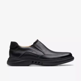Ανδρικό μαύρο δερμάτινο loafer Un Briley Step | clarks