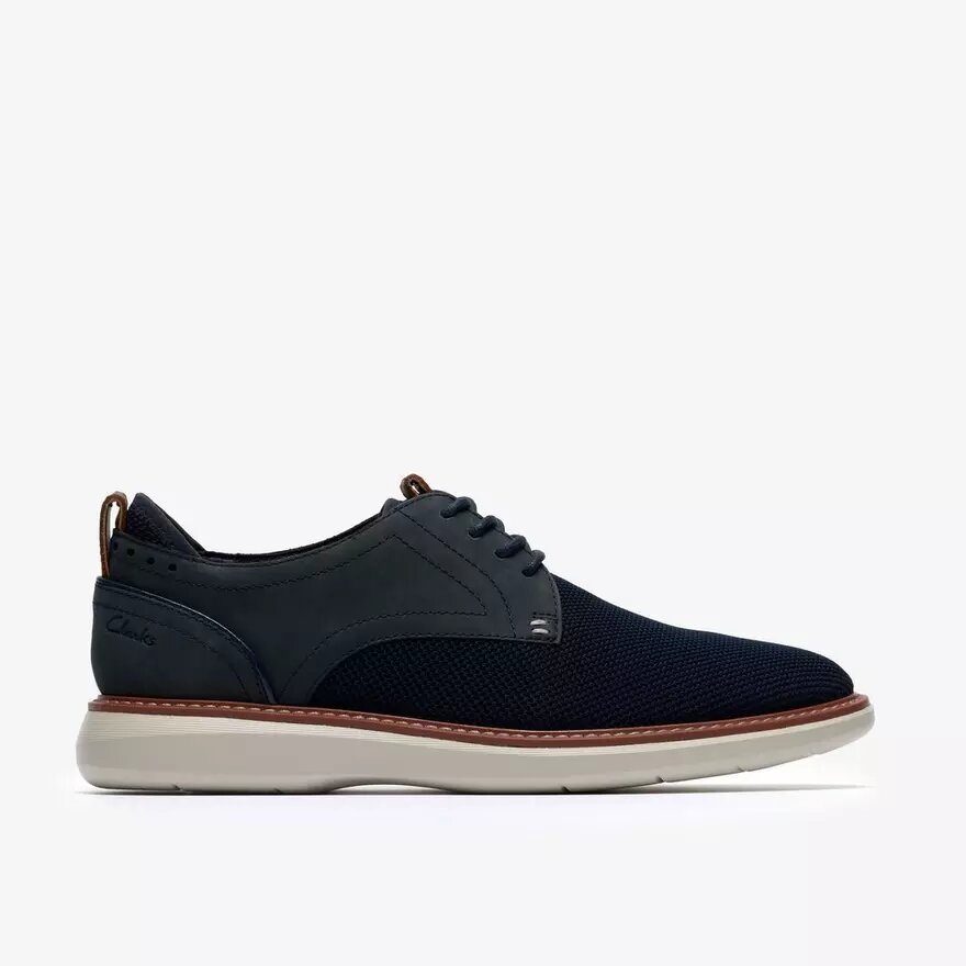 Ανδρικό παπούτσι Derby Brantin Plain Navy με πλεκτό ύφασμα Ανδρικό παπούτσι Derby Brantin Plain Navy με πλεκτό ύφασμα