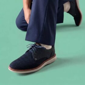 Ανδρικό παπούτσι Derby Brantin Plain Navy με πλεκτό ύφασμα