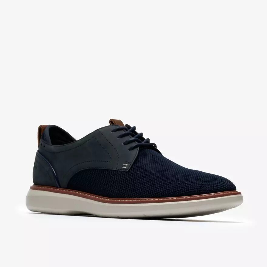 Ανδρικό παπούτσι Derby Brantin Plain Navy με πλεκτό ύφασμα Ανδρικό παπούτσι Derby Brantin Plain Navy με πλεκτό ύφασμα