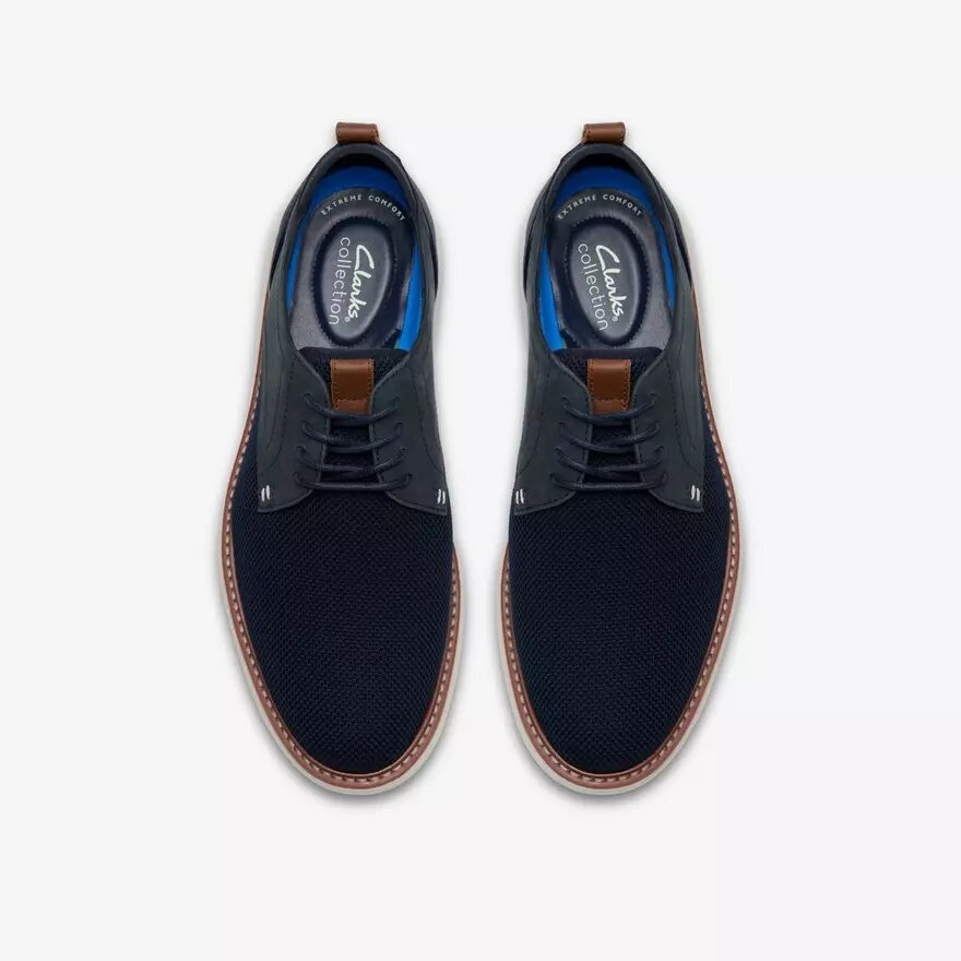 Ανδρικό παπούτσι Derby Brantin Plain Navy με πλεκτό ύφασμα Ανδρικό παπούτσι Derby Brantin Plain Navy με πλεκτό ύφασμα