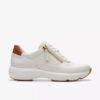 Γυναικεία δερμάτινα Sneakers Tivoli Zip σε λευκό χρώμα