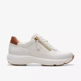 Γυναικεία δερμάτινα Sneakers Tivoli Zip σε λευκό χρώμα Γυναικεία δερμάτινα Sneakers Tivoli Zip σε λευκό χρώμα