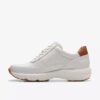 Γυναικεία δερμάτινα Sneakers Tivoli Zip σε λευκό χρώμα