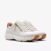Γυναικεία δερμάτινα Sneakers Tivoli Zip σε λευκό χρώμα