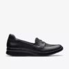 Γυναικεία Ellowyn Penny Slip-ons από μαύρο δέρμα χωρίς κορδόνια