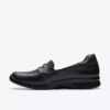 Γυναικεία Ellowyn Penny Slip-ons από μαύρο δέρμα χωρίς κορδόνια