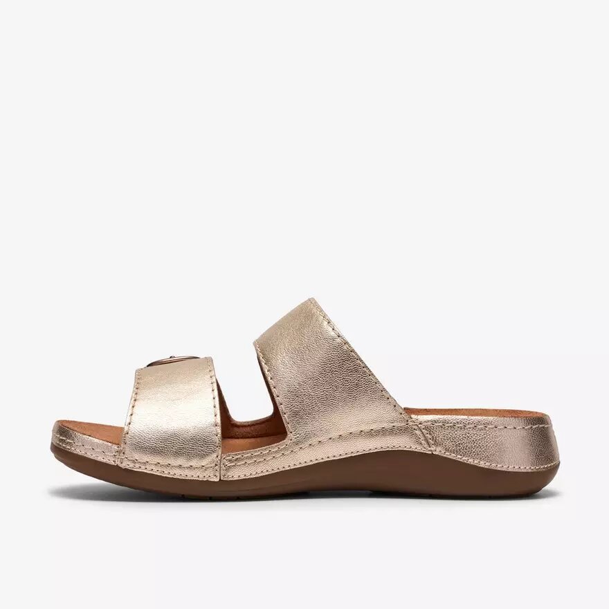 Γυναικεία επίπεδα σανδάλια Cecily Step από δέρμα σε χρώμα σαμπάνιας Γυναικεία επίπεδα σανδάλια Cecily Step από δέρμα σε χρώμα σαμπάνιας