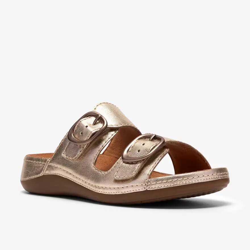 Γυναικεία επίπεδα σανδάλια Cecily Step από δέρμα σε χρώμα σαμπάνιας Γυναικεία επίπεδα σανδάλια Cecily Step από δέρμα σε χρώμα σαμπάνιας