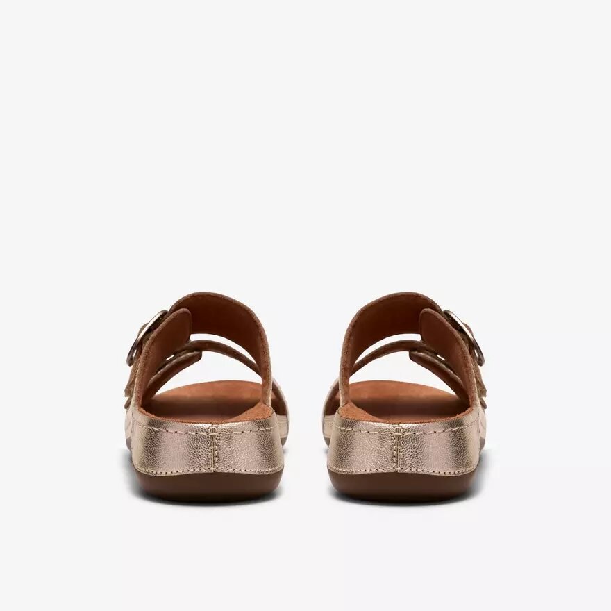 Γυναικεία επίπεδα σανδάλια Cecily Step από δέρμα σε χρώμα σαμπάνιας Γυναικεία επίπεδα σανδάλια Cecily Step από δέρμα σε χρώμα σαμπάνιας