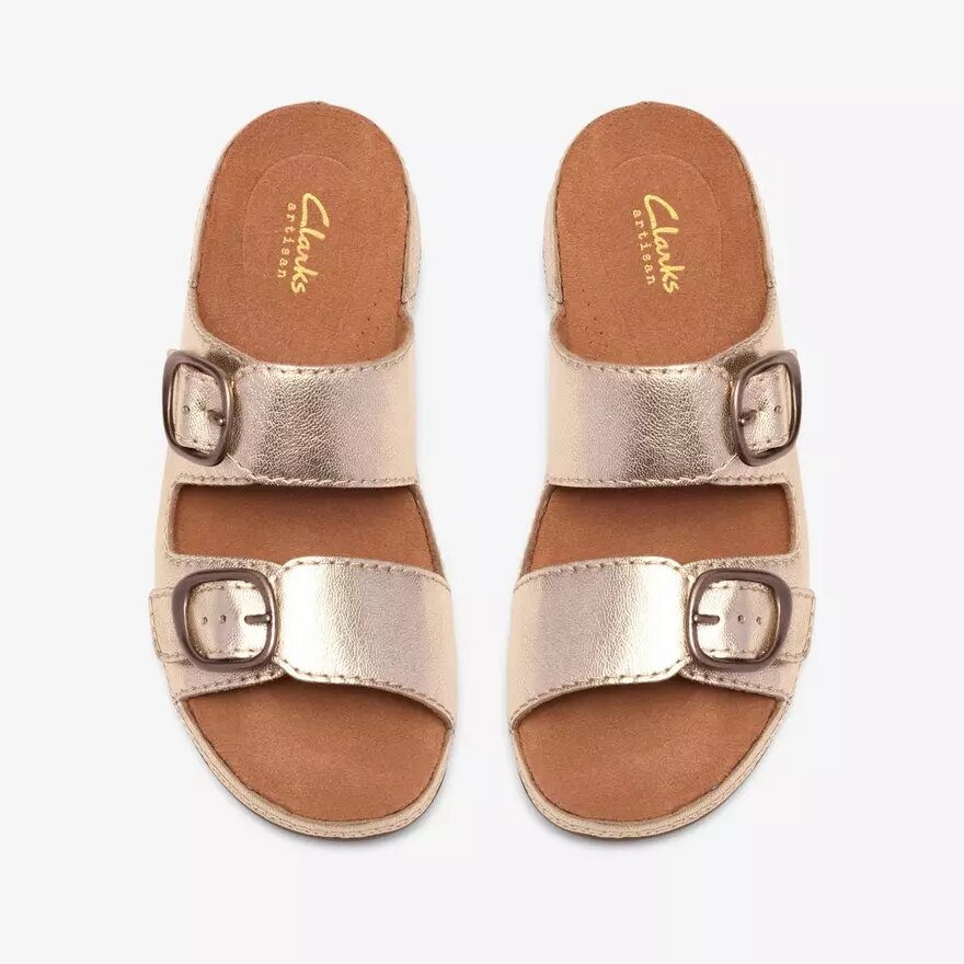 Γυναικεία επίπεδα σανδάλια Cecily Step από δέρμα σε χρώμα σαμπάνιας Γυναικεία επίπεδα σανδάλια Cecily Step από δέρμα σε χρώμα σαμπάνιας