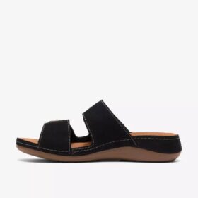 Γυναικεία επίπεδα σανδάλια Cecily Step από μαύρο νουμπάκ