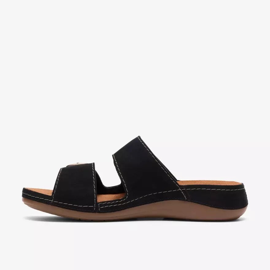 Γυναικεία επίπεδα σανδάλια Cecily Step από μαύρο νουμπάκ Γυναικεία επίπεδα σανδάλια Cecily Step από μαύρο νουμπάκ