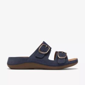 Γυναικεία επίπεδα σανδάλια Cecily Step σε χρώμα ναυτικό μπλε από νουμπάκ