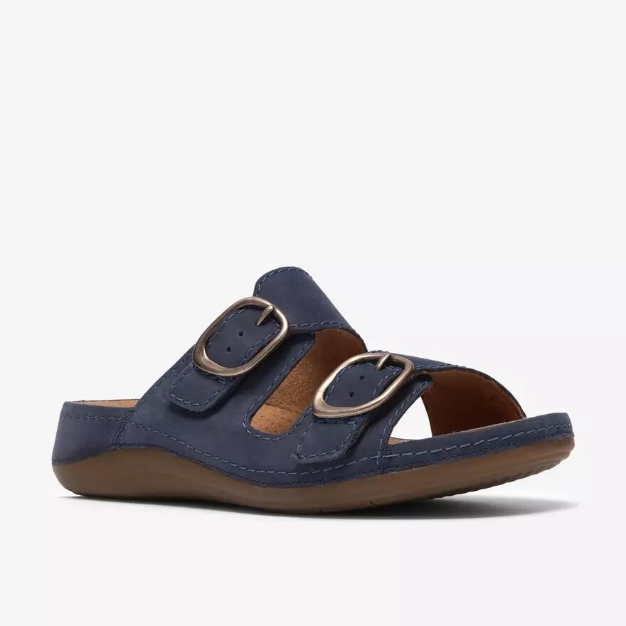 Γυναικεία επίπεδα σανδάλια Cecily Step σε χρώμα ναυτικό μπλε από νουμπάκ Γυναικεία επίπεδα σανδάλια Cecily Step σε χρώμα ναυτικό μπλε από νουμπάκ