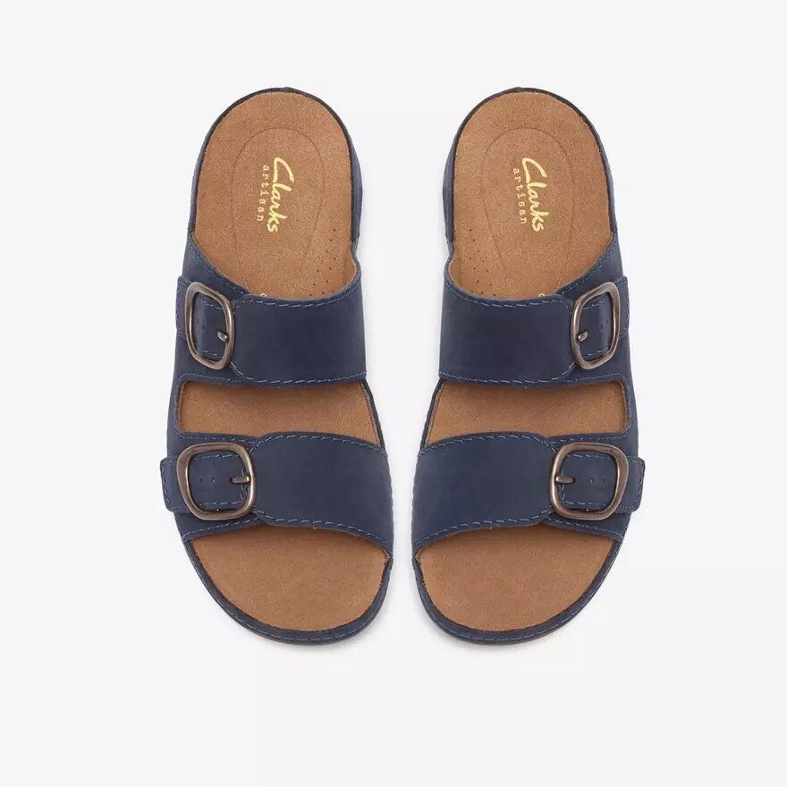 Γυναικεία επίπεδα σανδάλια Cecily Step σε χρώμα ναυτικό μπλε από νουμπάκ Γυναικεία επίπεδα σανδάλια Cecily Step σε χρώμα ναυτικό μπλε από νουμπάκ