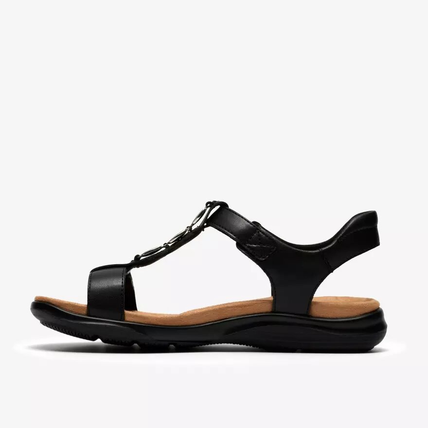 Γυναικεία επίπεδα σανδάλια Kitly Gem από μαύρο δέρμα Γυναικεία επίπεδα σανδάλια Kitly Gem από μαύρο δέρμα