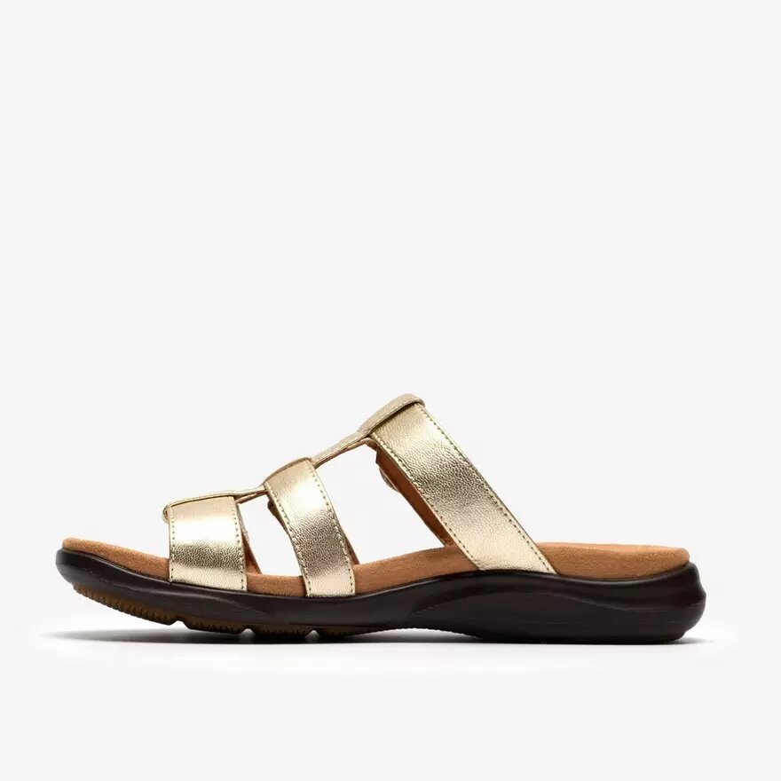 Γυναικεία επίπεδα σανδάλια Kitly Pearl από δέρμα σε χρώμα σαμπάνιας Γυναικεία επίπεδα σανδάλια Kitly Pearl από δέρμα σε χρώμα σαμπάνιας