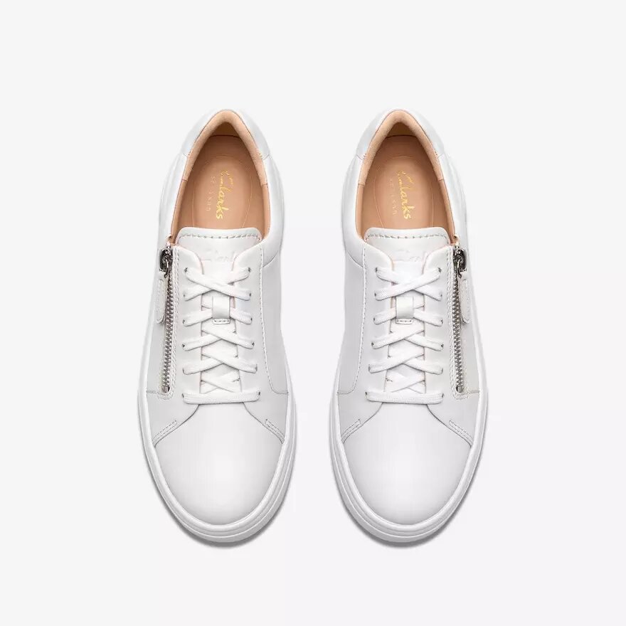Γυναικεία λευκά δερμάτινα Sneakers Hollyrose Zip Γυναικεία λευκά δερμάτινα Sneakers Hollyrose Zip