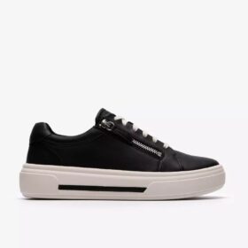 Γυναικεία μαύρα δερμάτινα Sneakers Hollyrose Zip