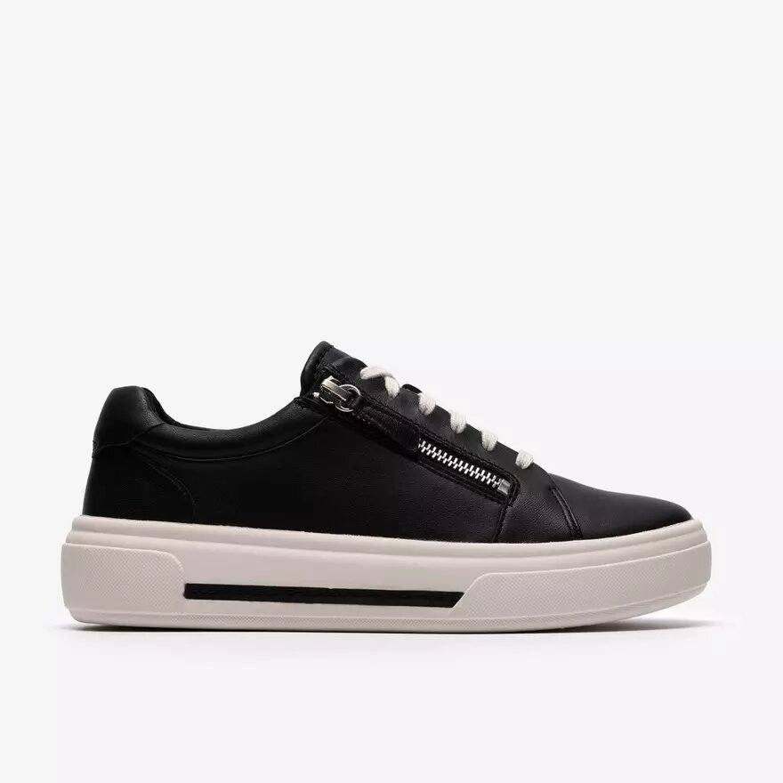 Γυναικεία μαύρα δερμάτινα Sneakers Hollyrose Zip Γυναικεία μαύρα δερμάτινα Sneakers Hollyrose Zip
