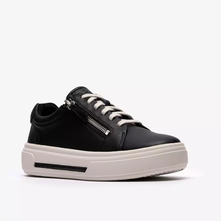 Γυναικεία μαύρα δερμάτινα Sneakers Hollyrose Zip Γυναικεία μαύρα δερμάτινα Sneakers Hollyrose Zip