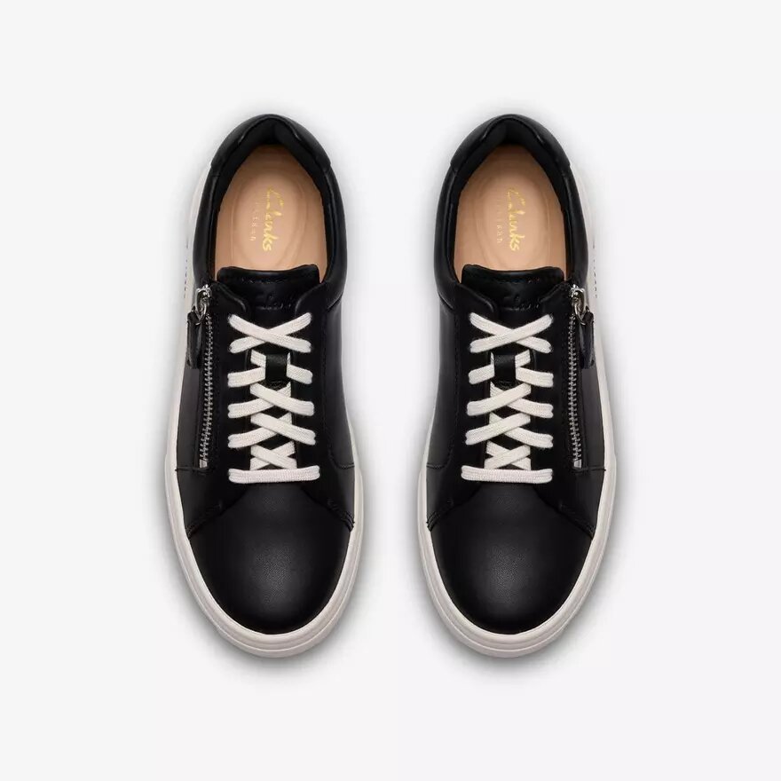 Γυναικεία μαύρα δερμάτινα Sneakers Hollyrose Zip Γυναικεία μαύρα δερμάτινα Sneakers Hollyrose Zip