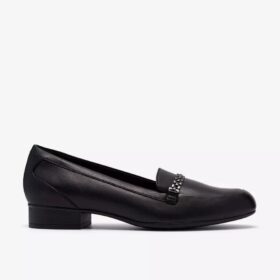 Γυναικεία παπούτσια Juliet Mia από μαύρο δέρμα Slip-ons χωρίς κορδόνια