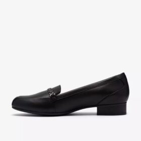 Γυναικεία παπούτσια Juliet Mia από μαύρο δέρμα Slip-ons χωρίς κορδόνια