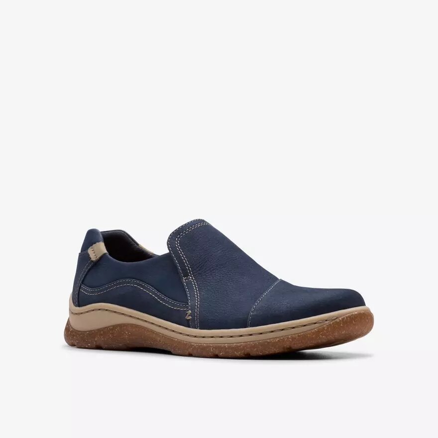 Γυναικεία παπούτσια Orlene Slip-ons σε ναυτικό μπλε χρώμα από νουμπούκ Γυναικεία παπούτσια Orlene Slip-ons σε ναυτικό μπλε χρώμα από νουμπούκ
