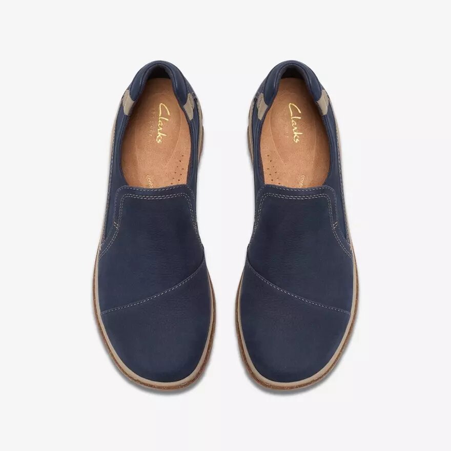 Γυναικεία παπούτσια Orlene Slip-ons σε ναυτικό μπλε χρώμα από νουμπούκ Γυναικεία παπούτσια Orlene Slip-ons σε ναυτικό μπλε χρώμα από νουμπούκ