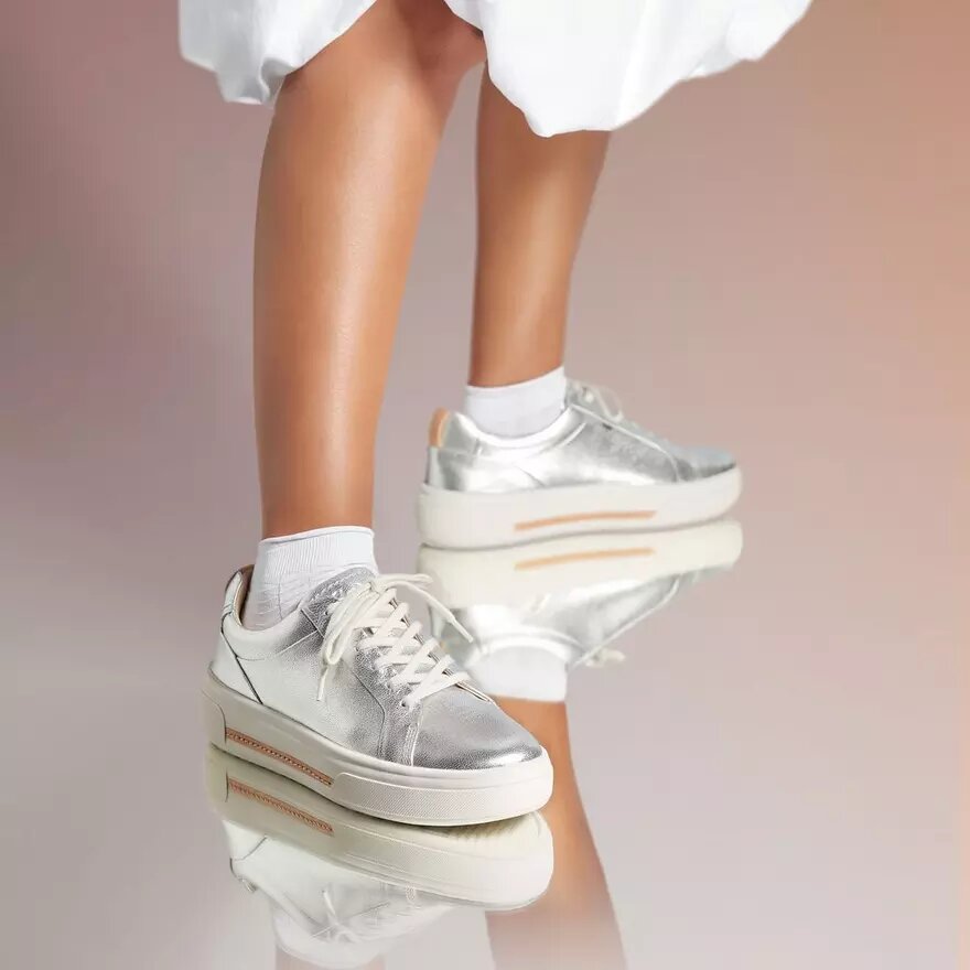 Γυναικεία Sneakers από ασημί δέρμα για Περιπάτη Hollyhock Walk Γυναικεία Sneakers από ασημί δέρμα για Περιπάτη Hollyhock Walk