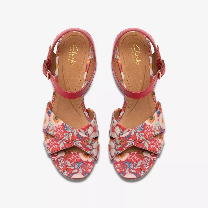 Γυναικείες πλατφόρμες Chicly Floral με κόκκινο τυπωμένο μοτίβο Γυναικείες πλατφόρμες Chicly Floral με κόκκινο τυπωμένο μοτίβο