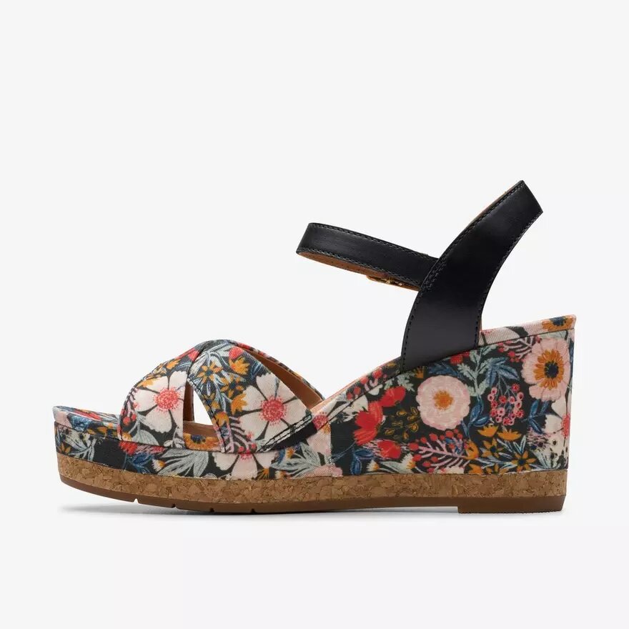 Γυναικείες πλατφόρμες Chicly Floral με μαύρο τυπωμένο μοτίβο Γυναικείες πλατφόρμες Chicly Floral με μαύρο τυπωμένο μοτίβο