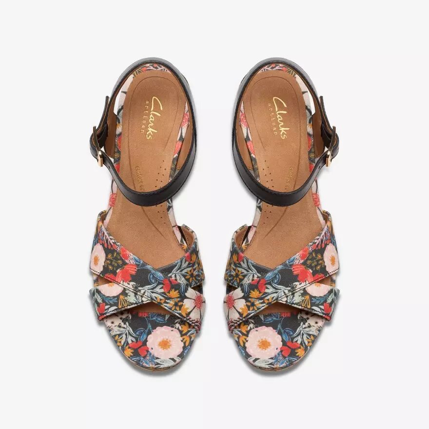 Γυναικείες πλατφόρμες Chicly Floral με μαύρο τυπωμένο μοτίβο Γυναικείες πλατφόρμες Chicly Floral με μαύρο τυπωμένο μοτίβο