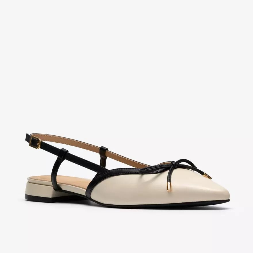 Γυναικείο δερμάτινο Sensa15 Bow Sling Back σε κρεμ χρώμα Γυναικείο δερμάτινο Sensa15 Bow Sling Back σε κρεμ χρώμα