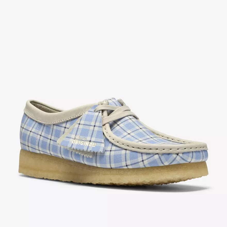 Γυναικείο Wallabee με μπλε καρό μοτίβο Gingham Γυναικείο Wallabee με μπλε καρό μοτίβο Gingham